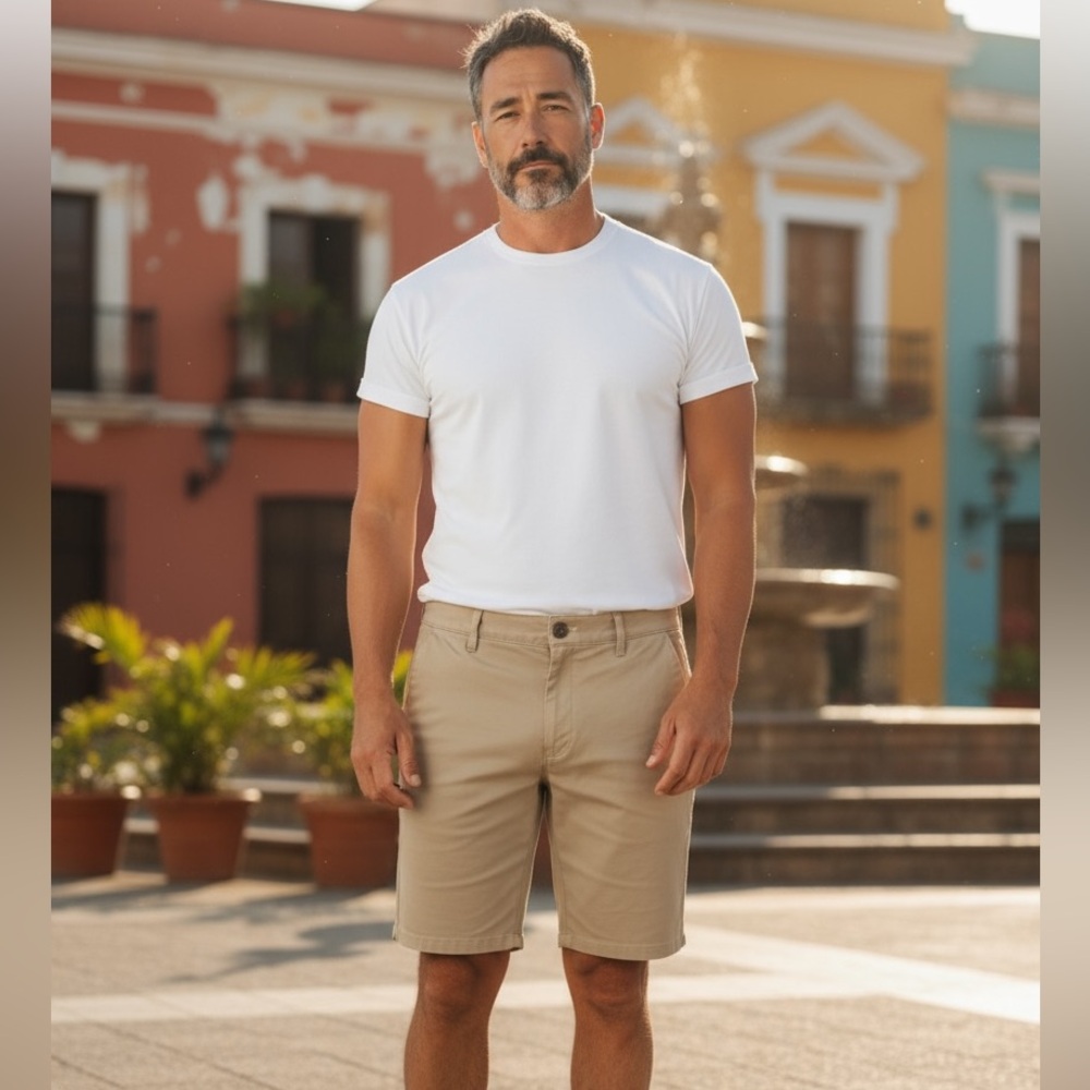 True Classic Tan Flat Front Men's Shorts Size 31 Stretch